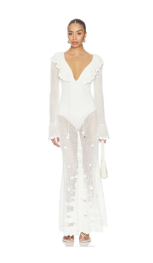 self-portrait white floral crochet dress in white.