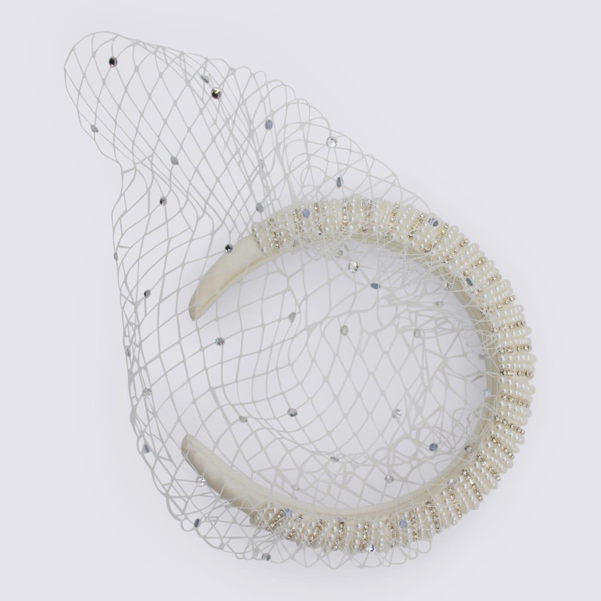 self-portrait white mesh crystal hairband