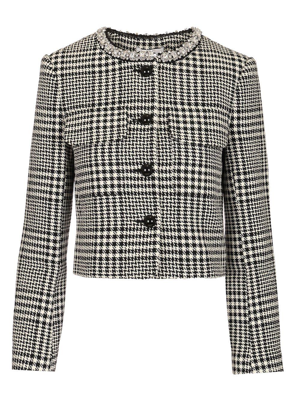 self-portrait wool houndstooth tailored jacket