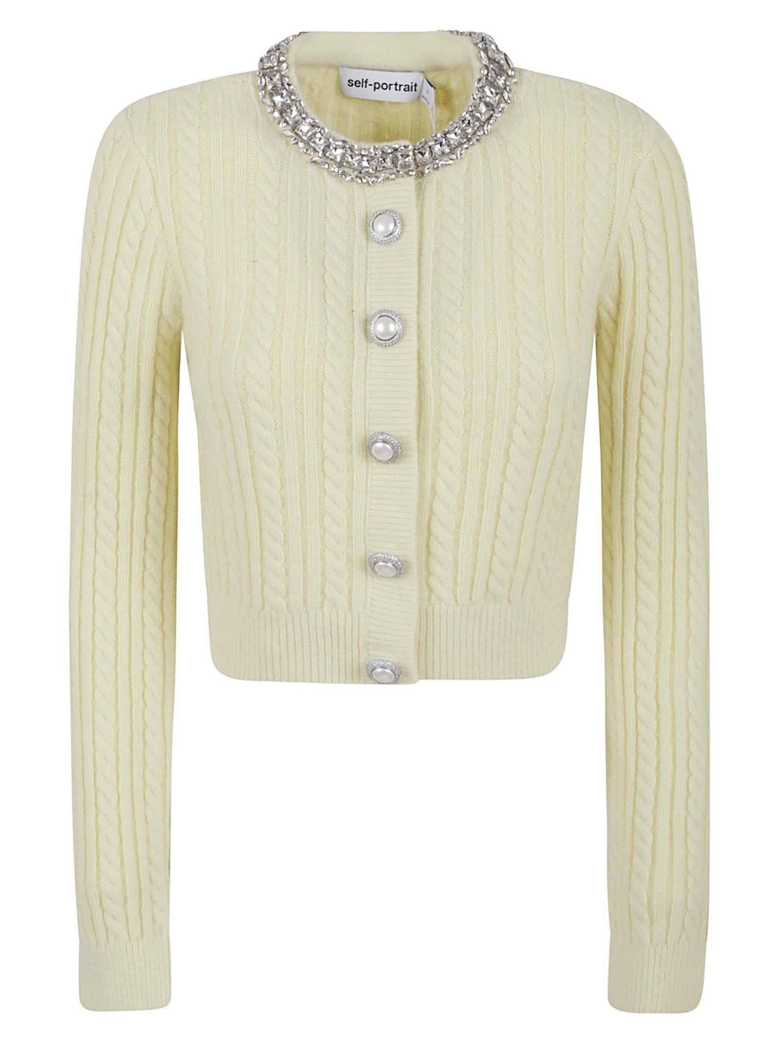 self-portrait yellow alpaca cardigan