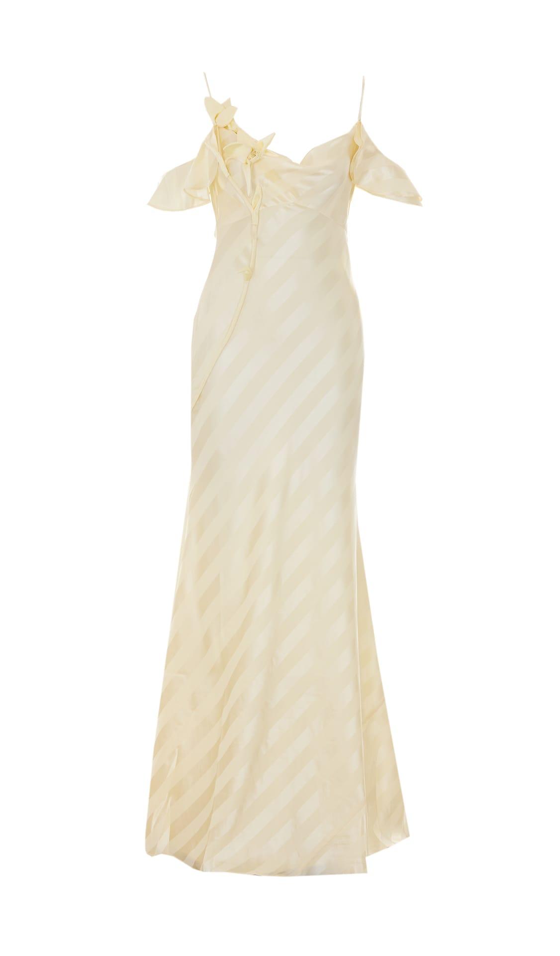 self-portrait yellow satin striped maxi dress