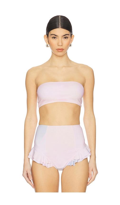 selkie the bandeau bikini top in blush.