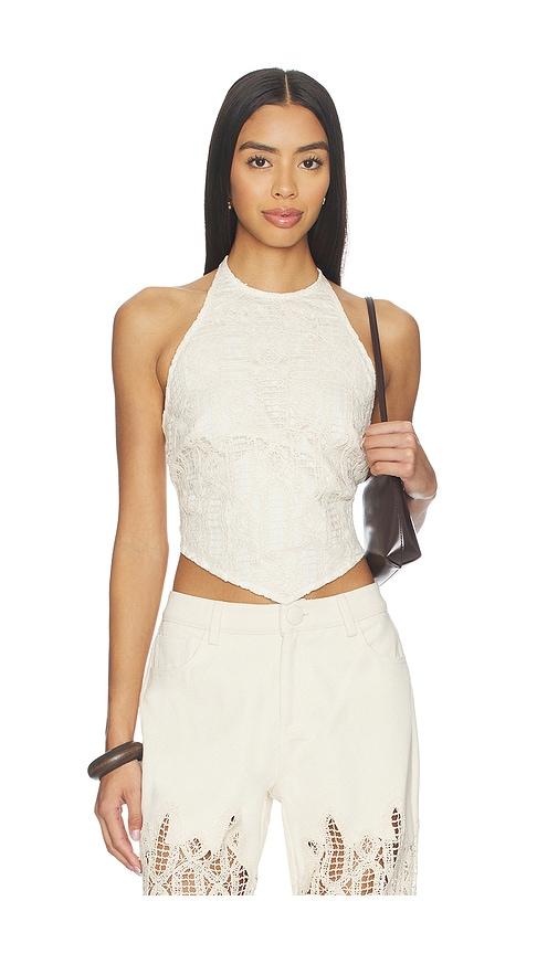 selmacilek cropped cami top in ivory.
