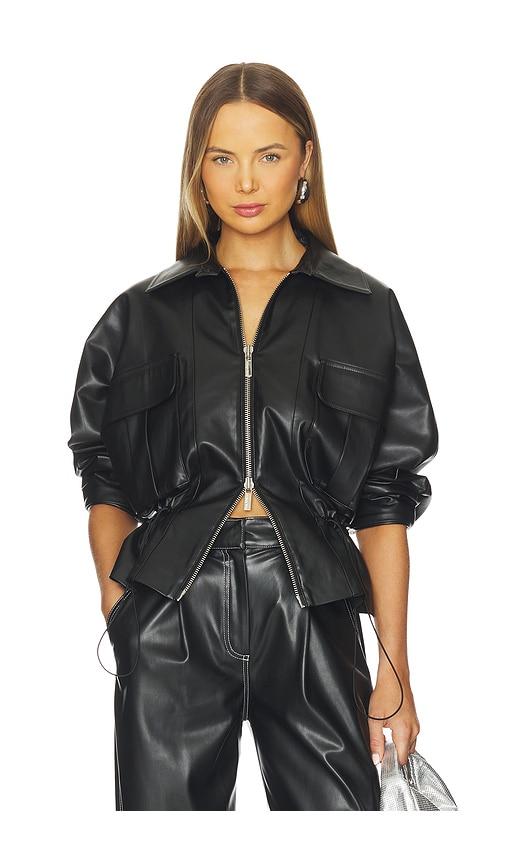 selmacilek ember leather jacket in black.