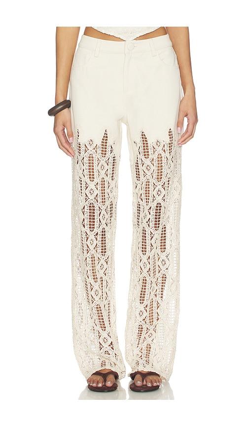 selmacilek high waisted flare pant in ivory.