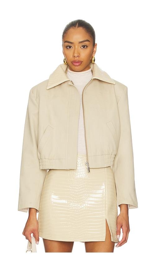 selmacilek latte jacket in beige.