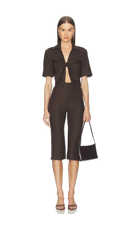 selmacilek polo jumpsuit in brown.