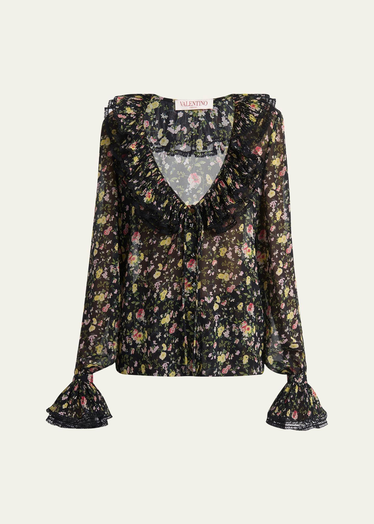 semi sheer flower print blouse