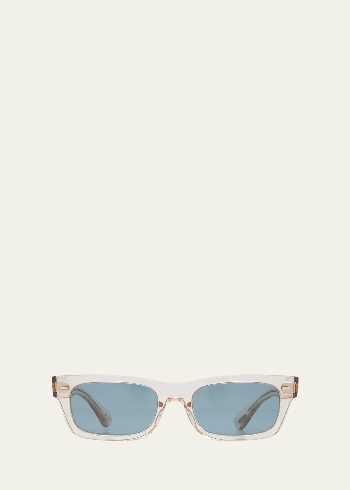 semi-transparent acetate & crystal rectangle sunglasses