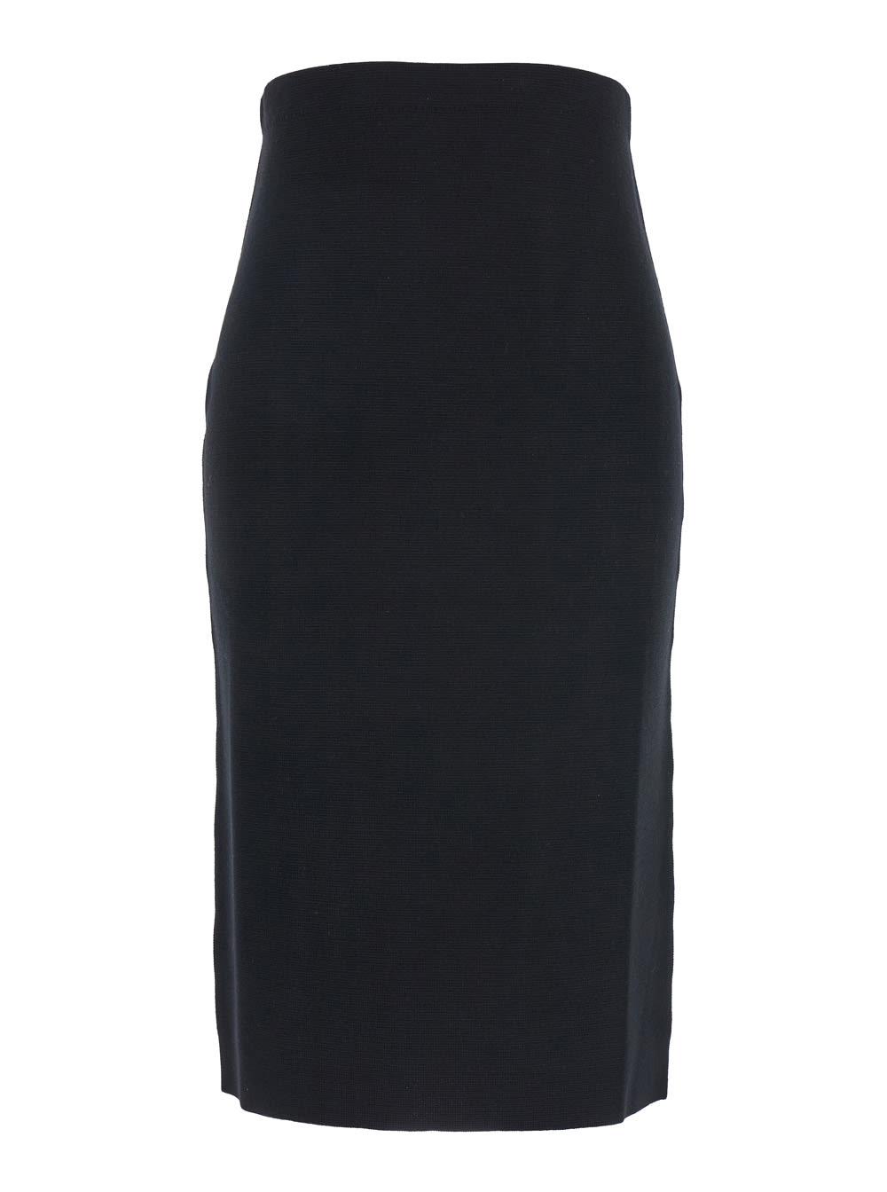 semicouture black knit midi skirt with concealed zip closure in wool woman