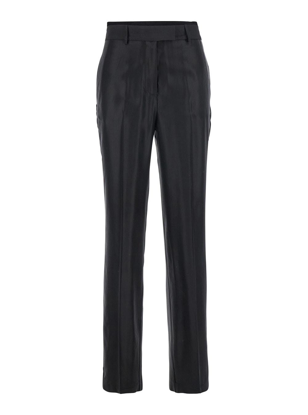 semicouture black pants with belt loops in wool blend woman