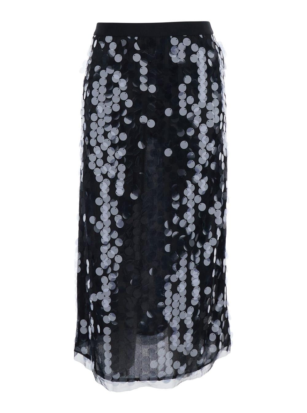 semicouture black skirt with all-over sequins in tech fabric woman