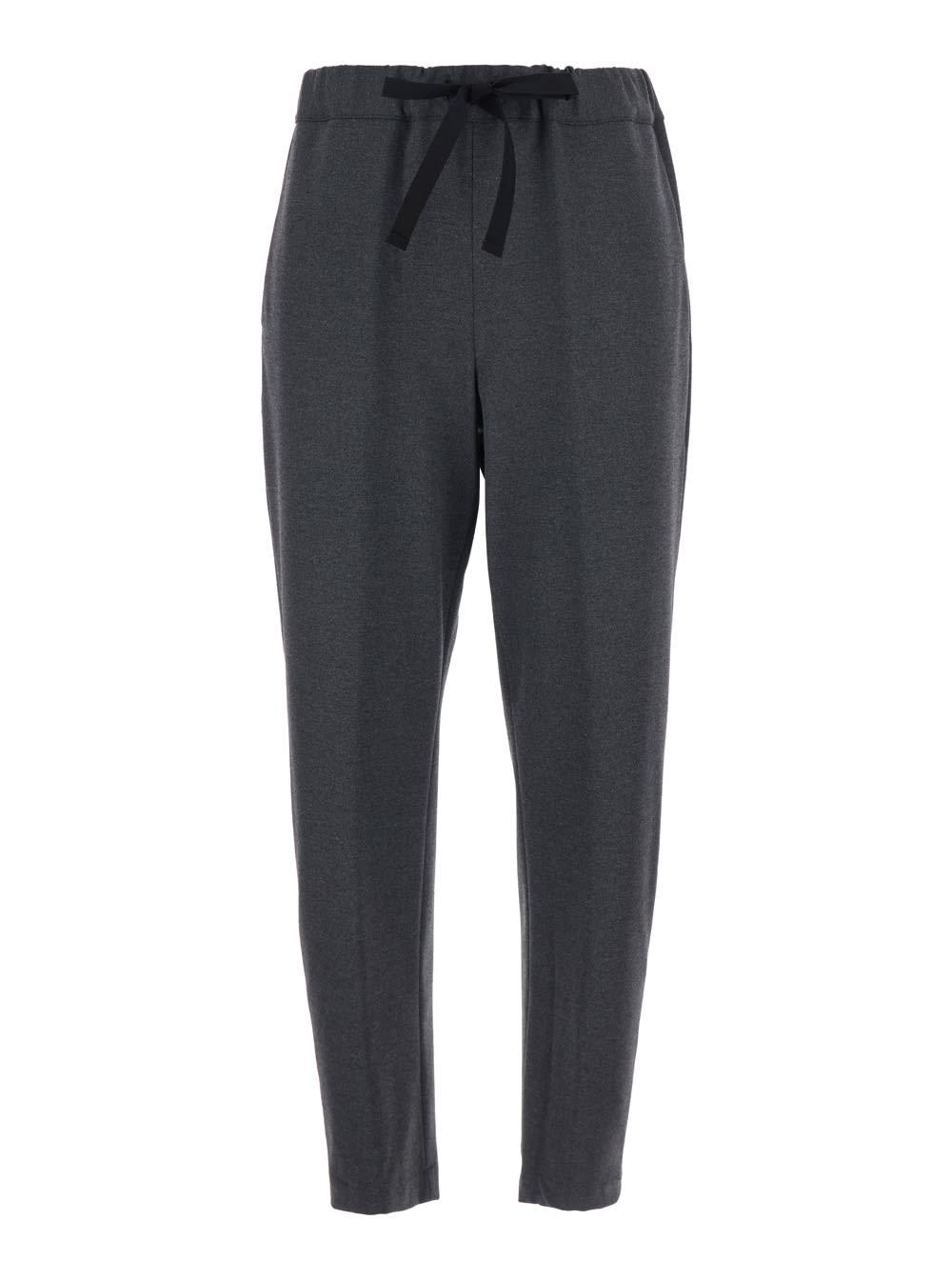semicouture buddy grey pants with drawstring elastic waist in viscose blend stretch woman