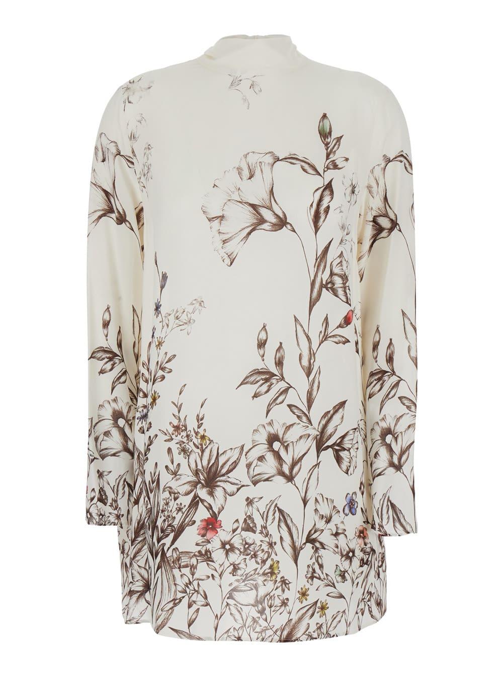 semicouture mini dress floeale crew neck with bow closure on the back in white viscose for women