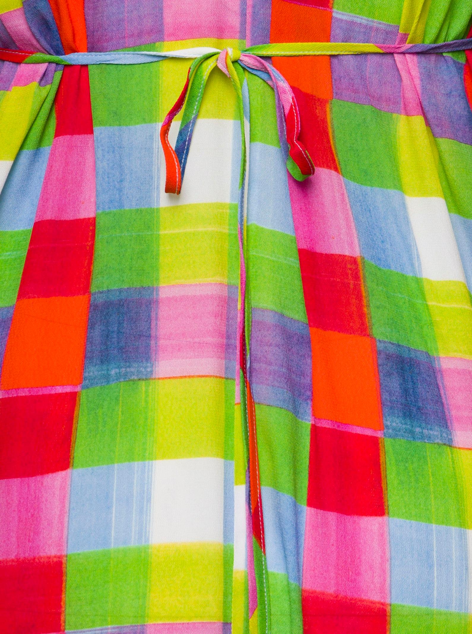 semicouture multicolor long dress v-neck check motif all-over in viscose woman