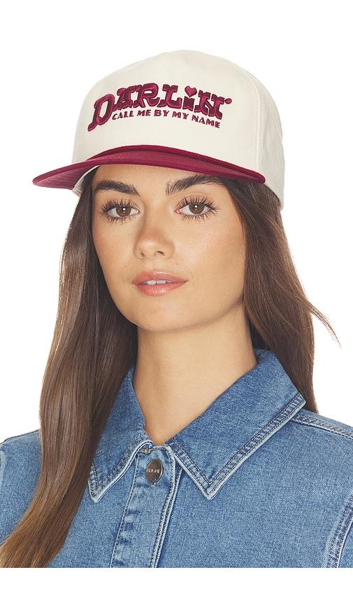 sendero provisions co. darlin' trucker hat in cream,burgundy.