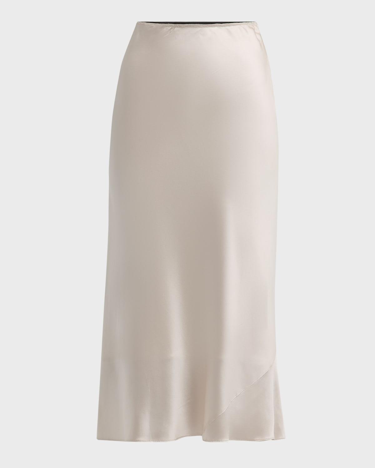 sense of shine satin midi skirt