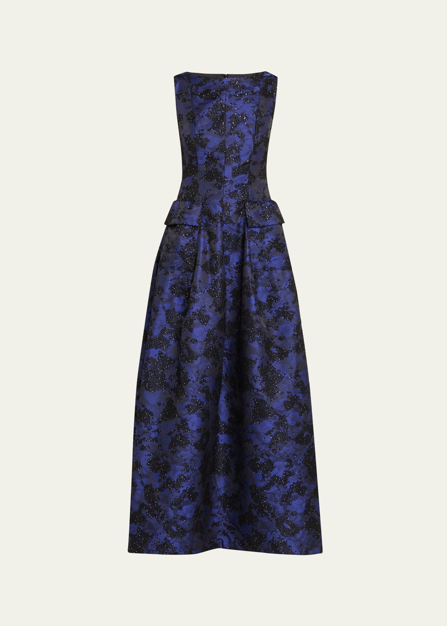 sequin cloud jacquard high-neck evening gown