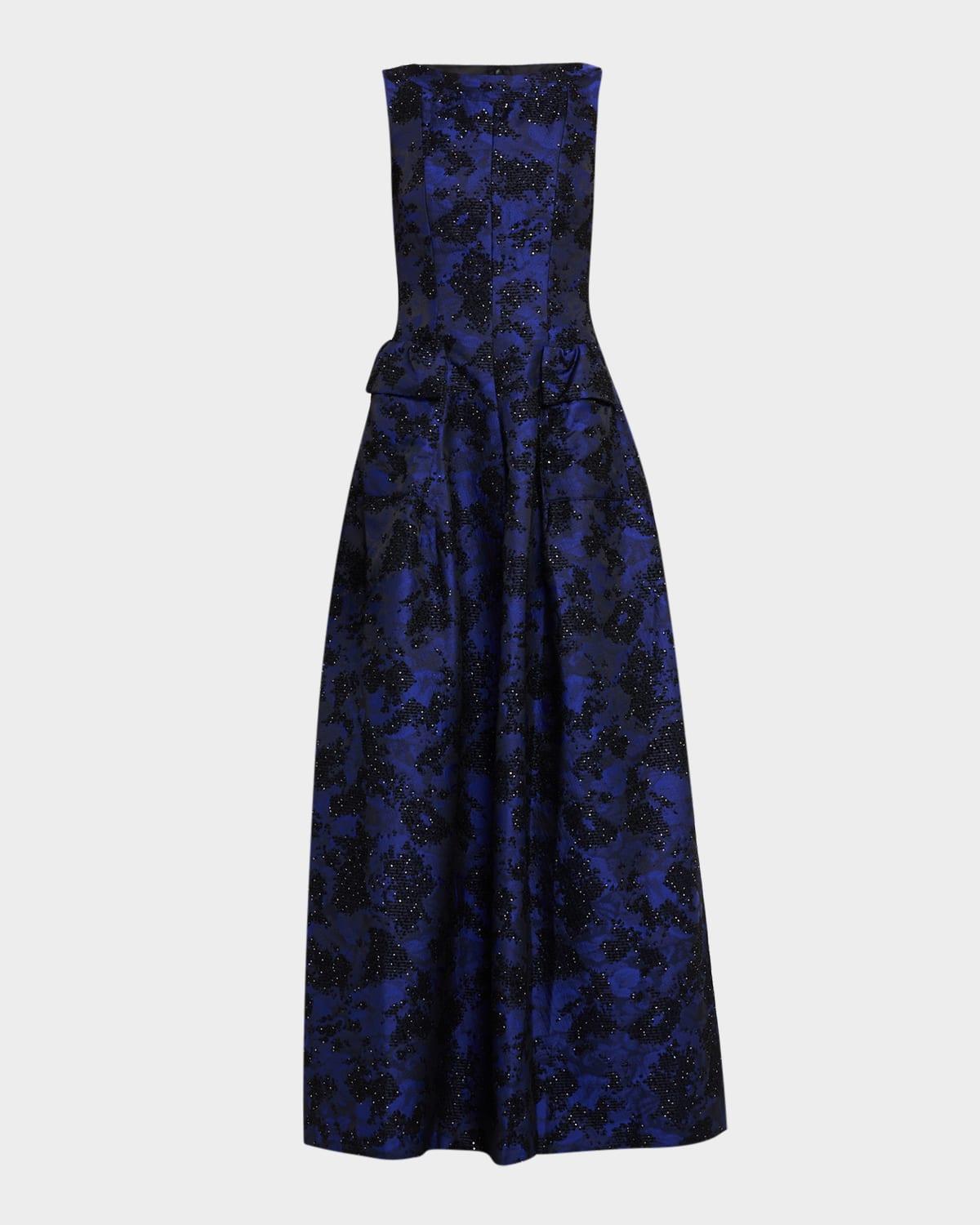 sequin cloud jacquard sleeveless maxi dress