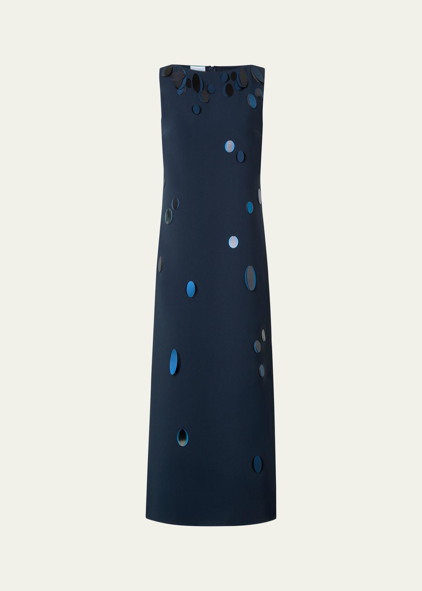 sequin dot heavy crepe midi dress