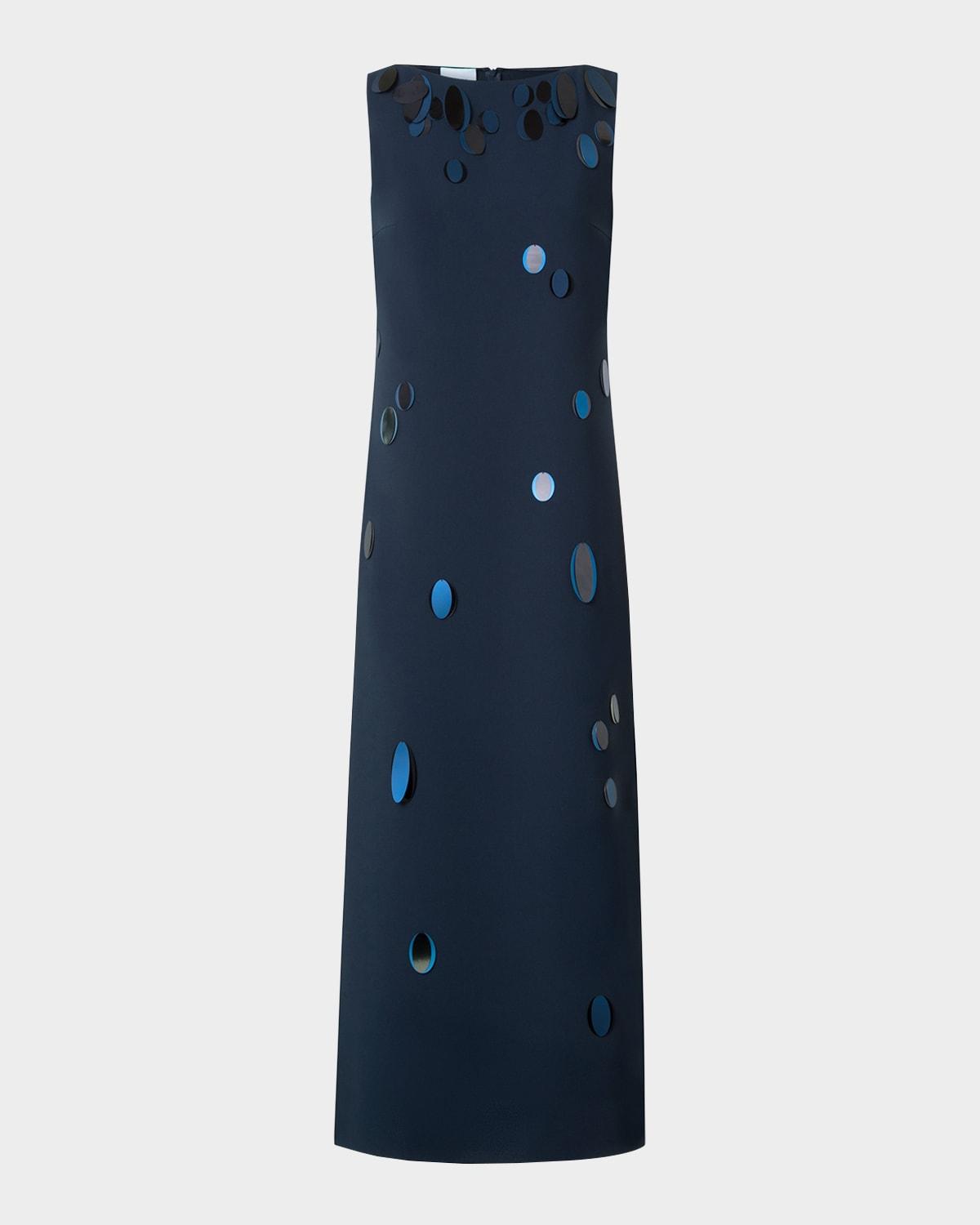 sequin dot heavy crepe midi dress