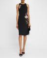 sequin floral crepe midi dress