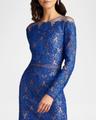 sequin illusion lace midi sheath dress