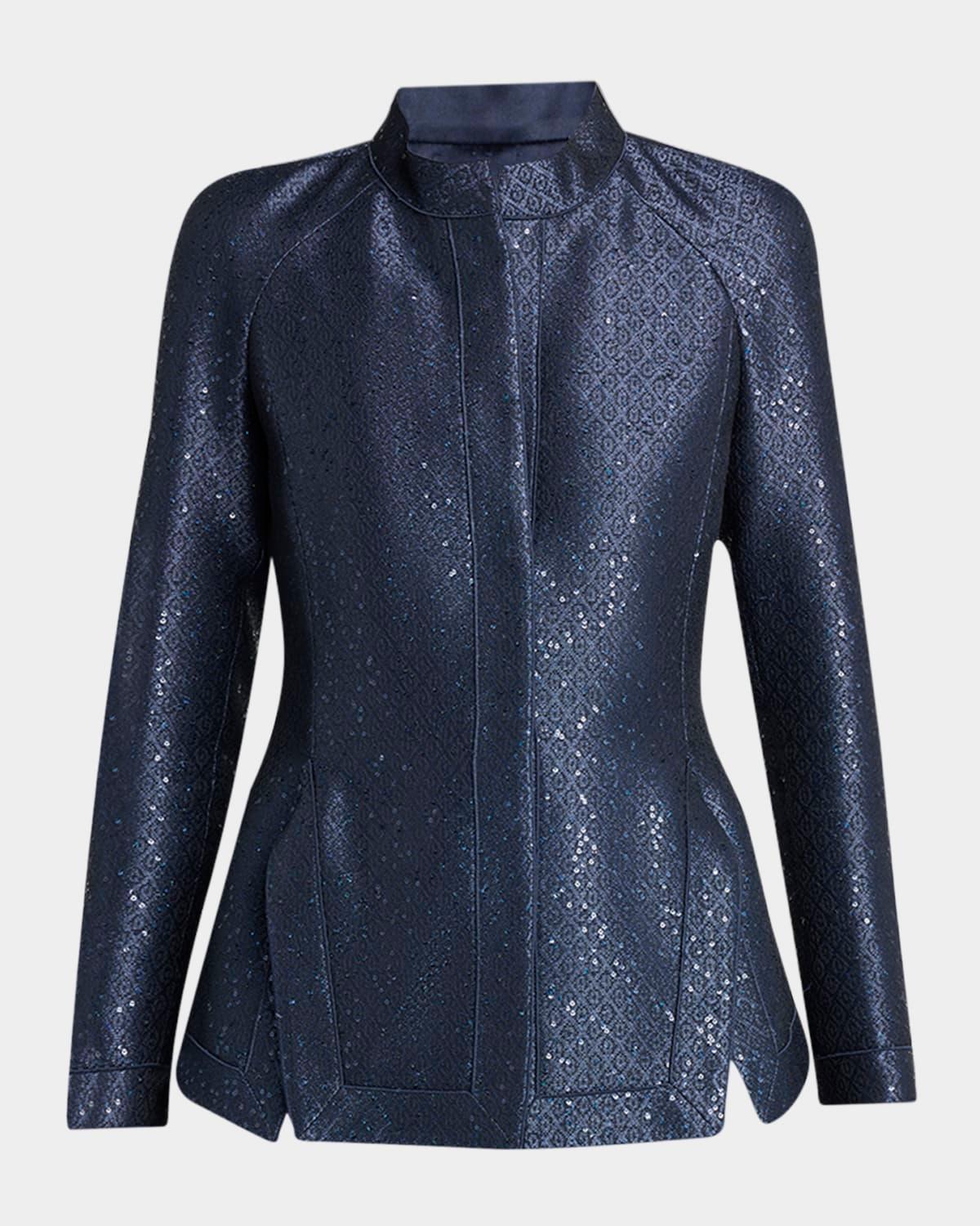 sequin jacquard single-breasted evening jacket