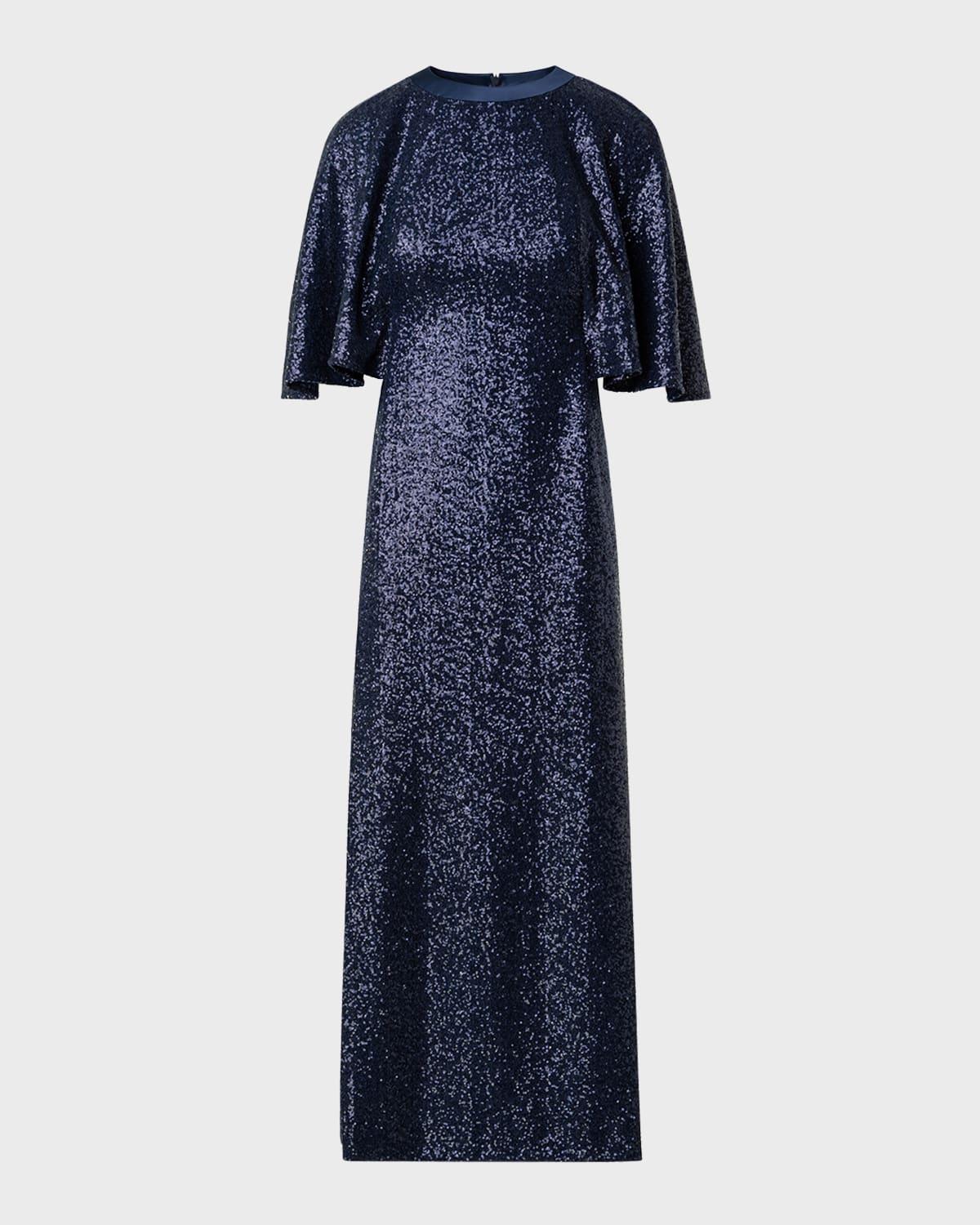 sequin jersey cape dress