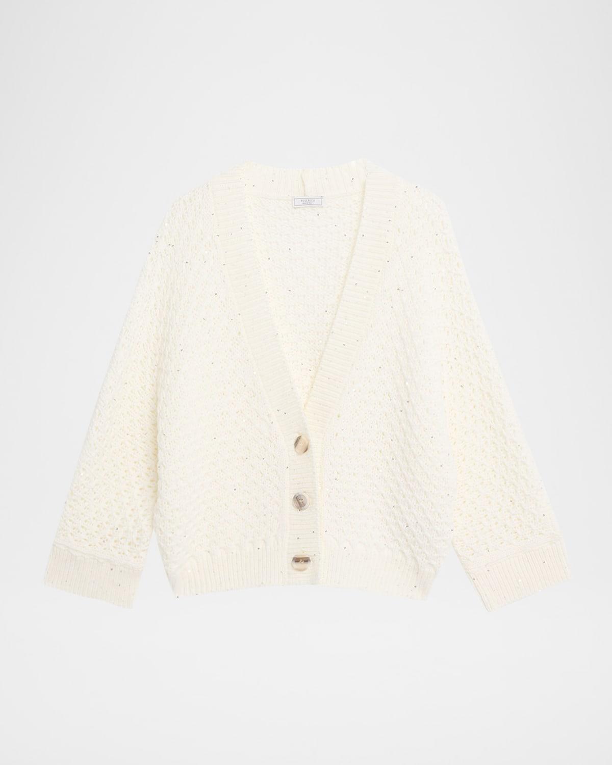 sequin knit virgin wool cardigan
