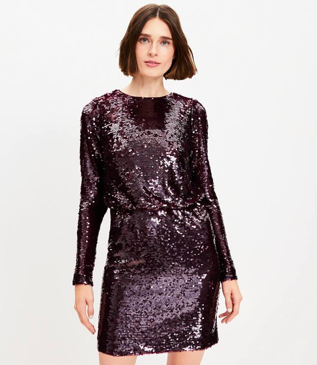 sequin long sleeve mini dress