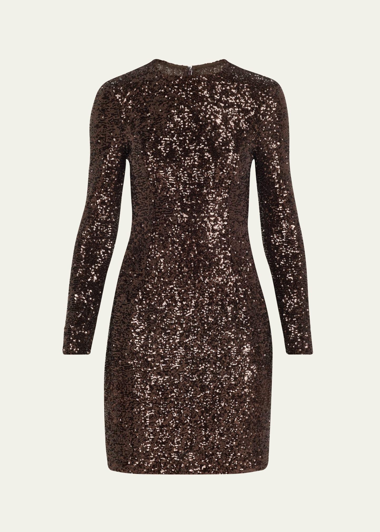 sequin long sleeve mini dress