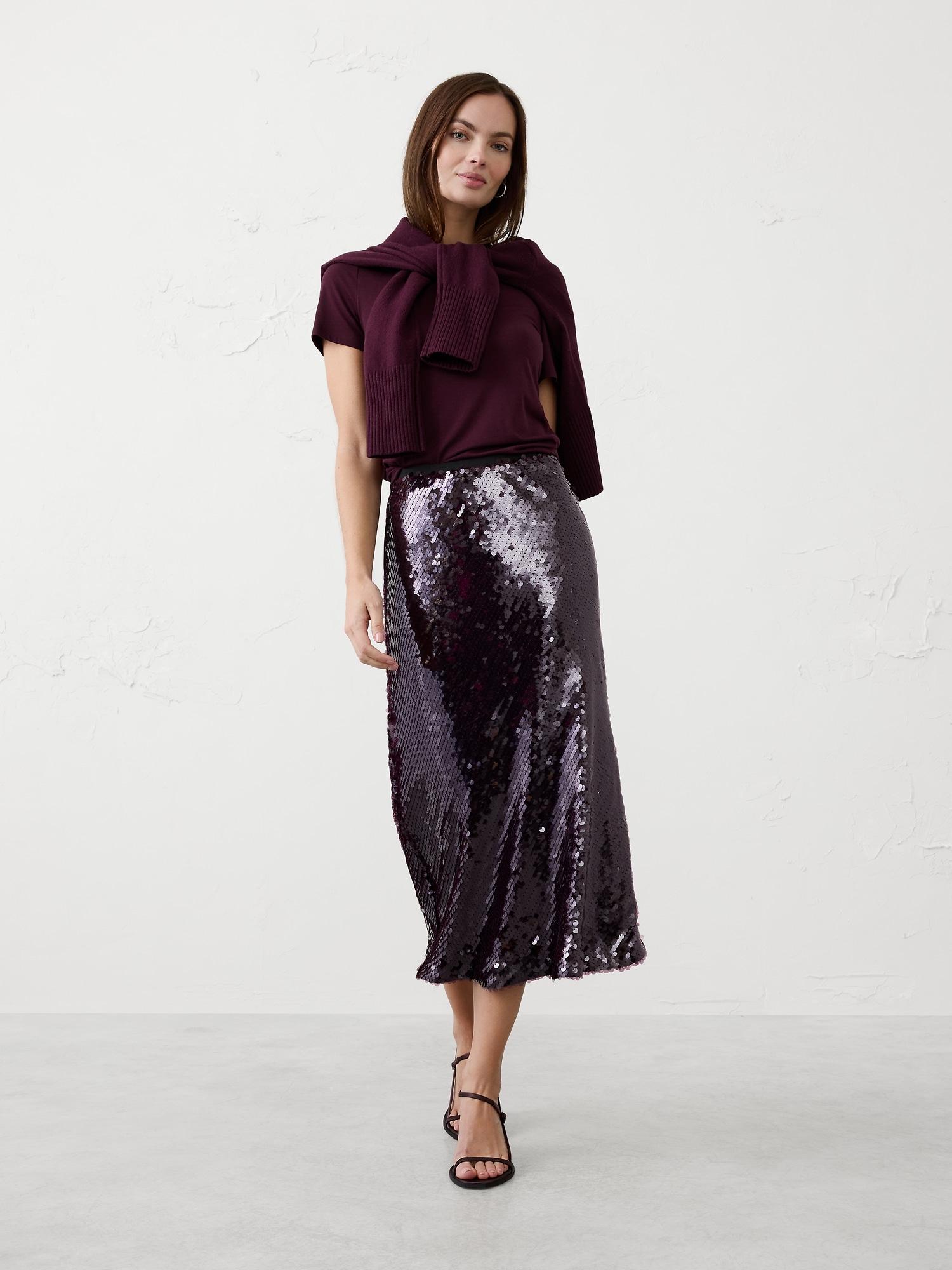 sequin midi skirt