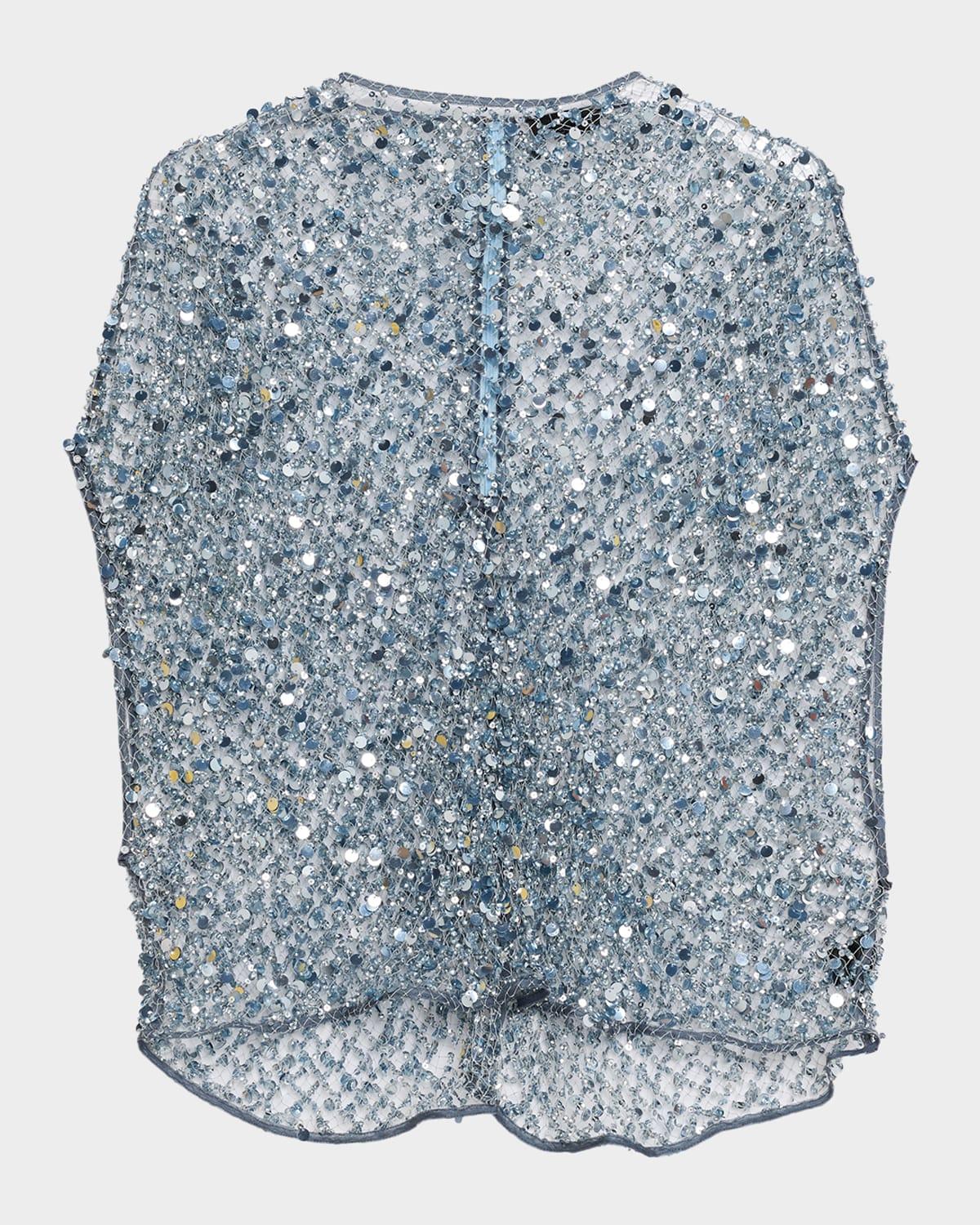 sequin net mesh cape top