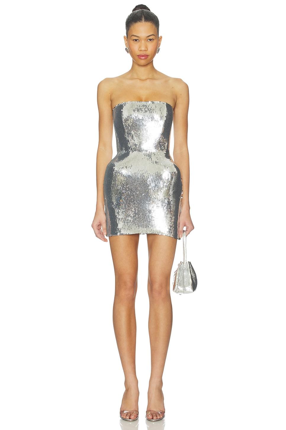 sequin padded hip mini dress