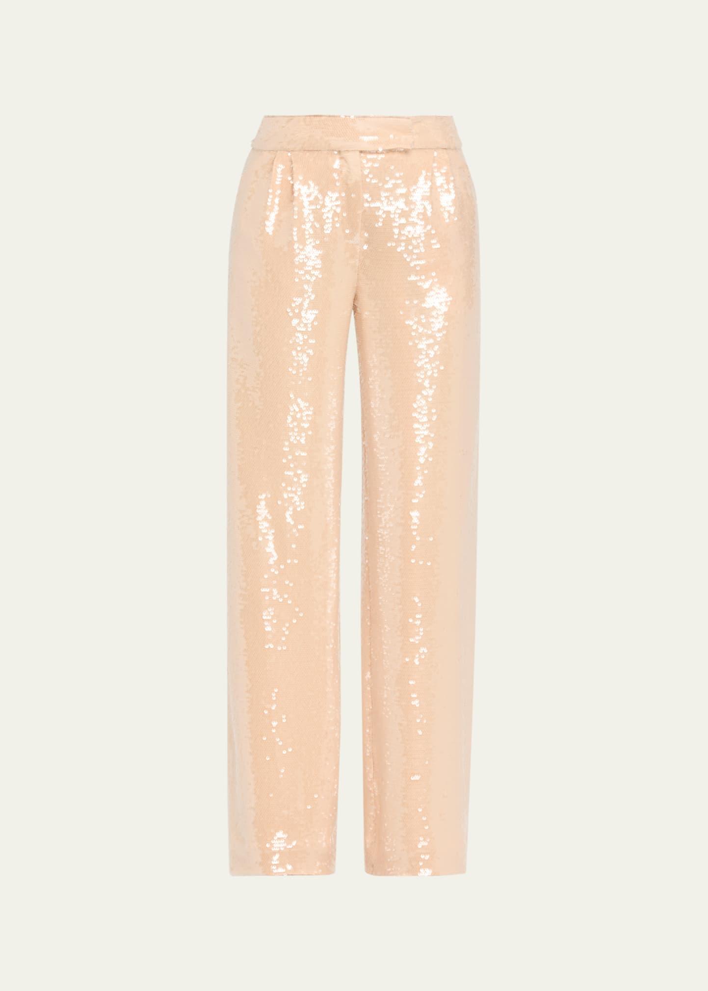 sequin pleated wide-leg trousers