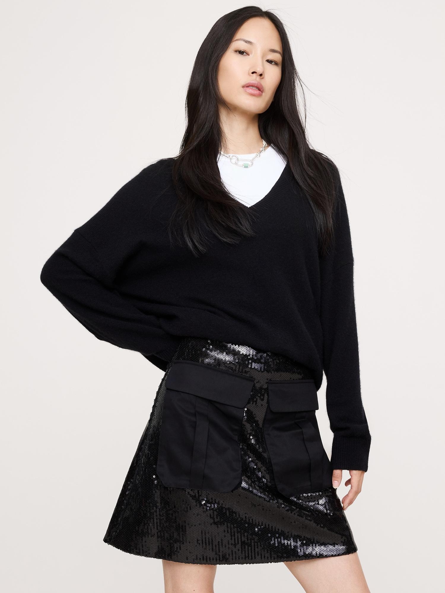 sequin ponte mini skirt