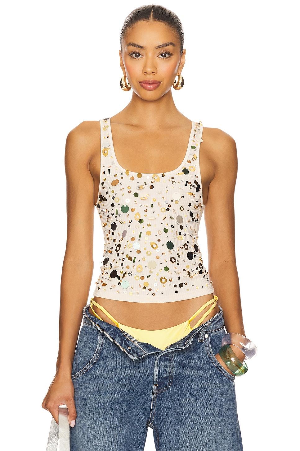 sequin ribbed vest top