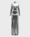sequin sculpty high-collar maxi dress