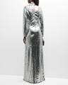 sequin sculpty high-collar maxi dress