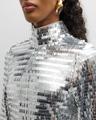 sequin sculpty high-collar maxi dress