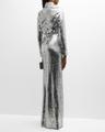 sequin sculpty high-collar maxi dress