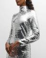 sequin sculpty high-collar maxi dress