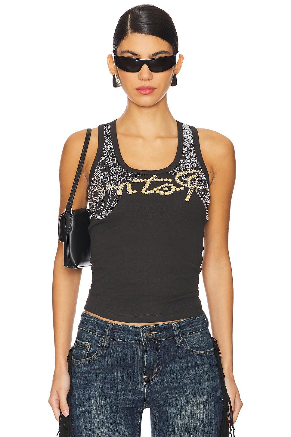 sequin slogan vest