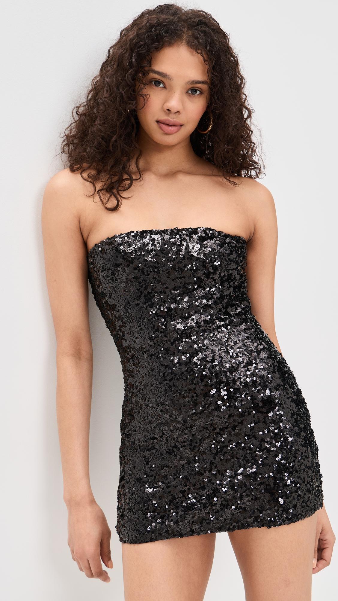 sequin strapless mini dress