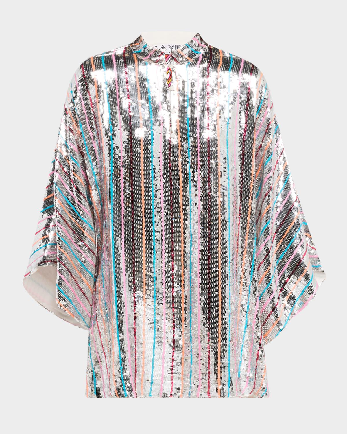 sequin striped caftan