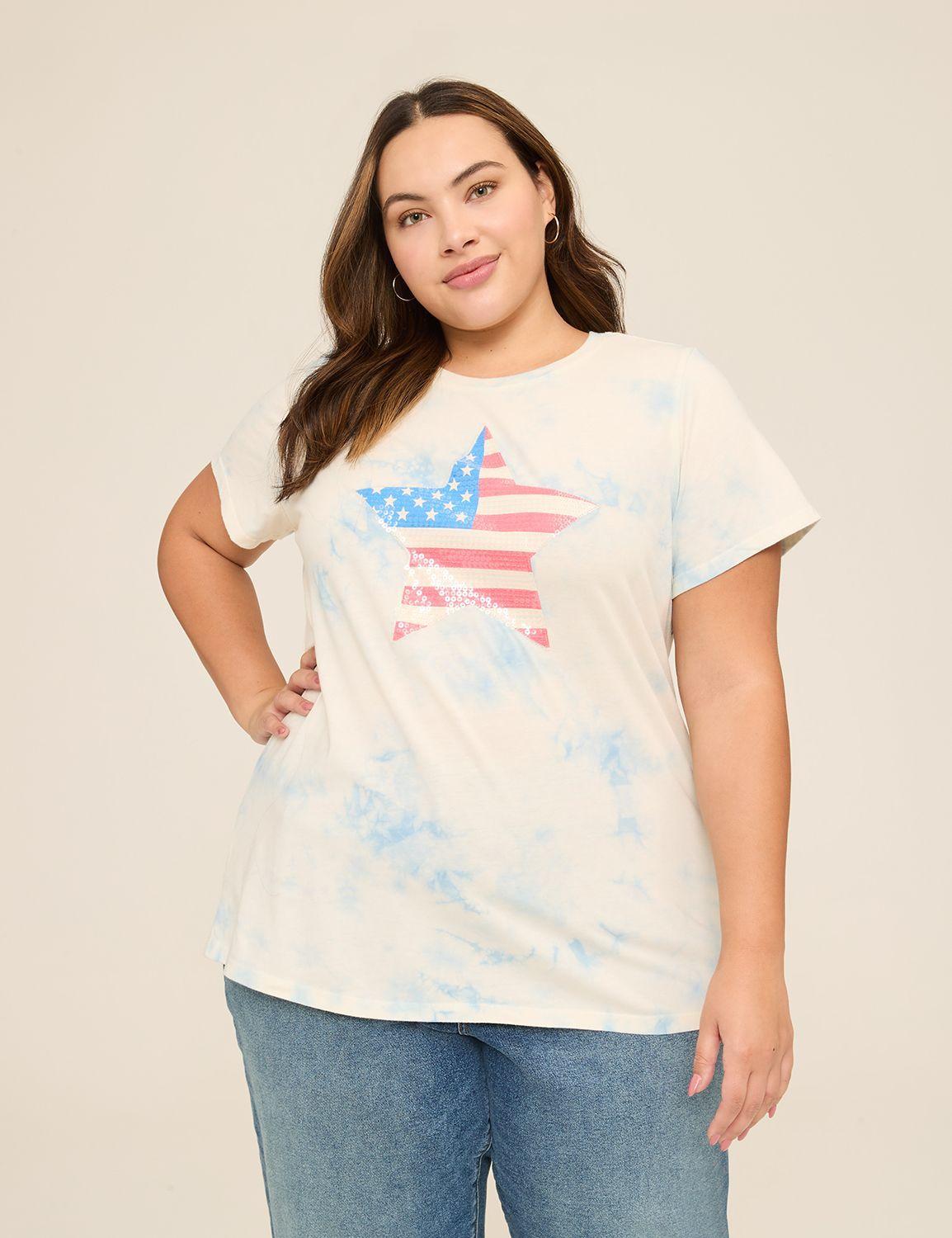 sequin tie dye american star graphic tee