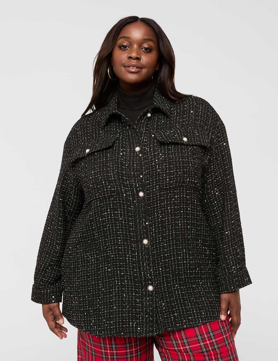 sequin tweed shacket
