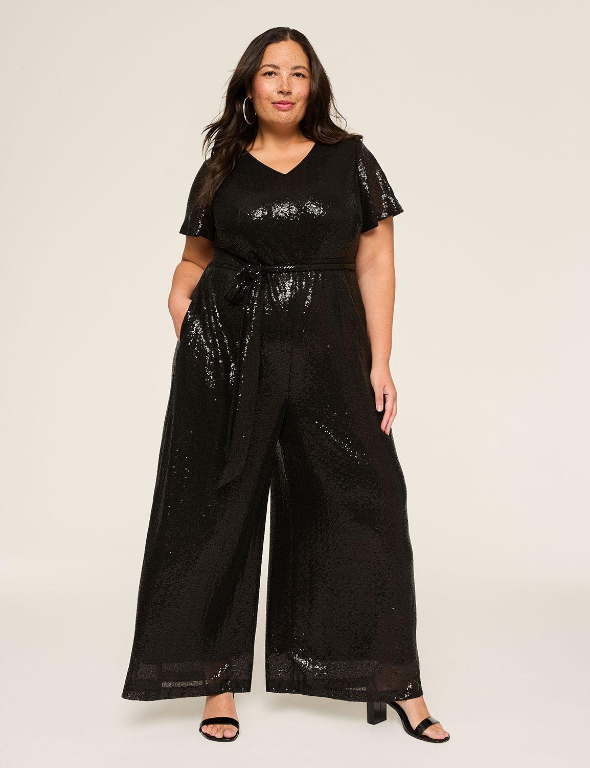 sequin wide leg jumpsuit