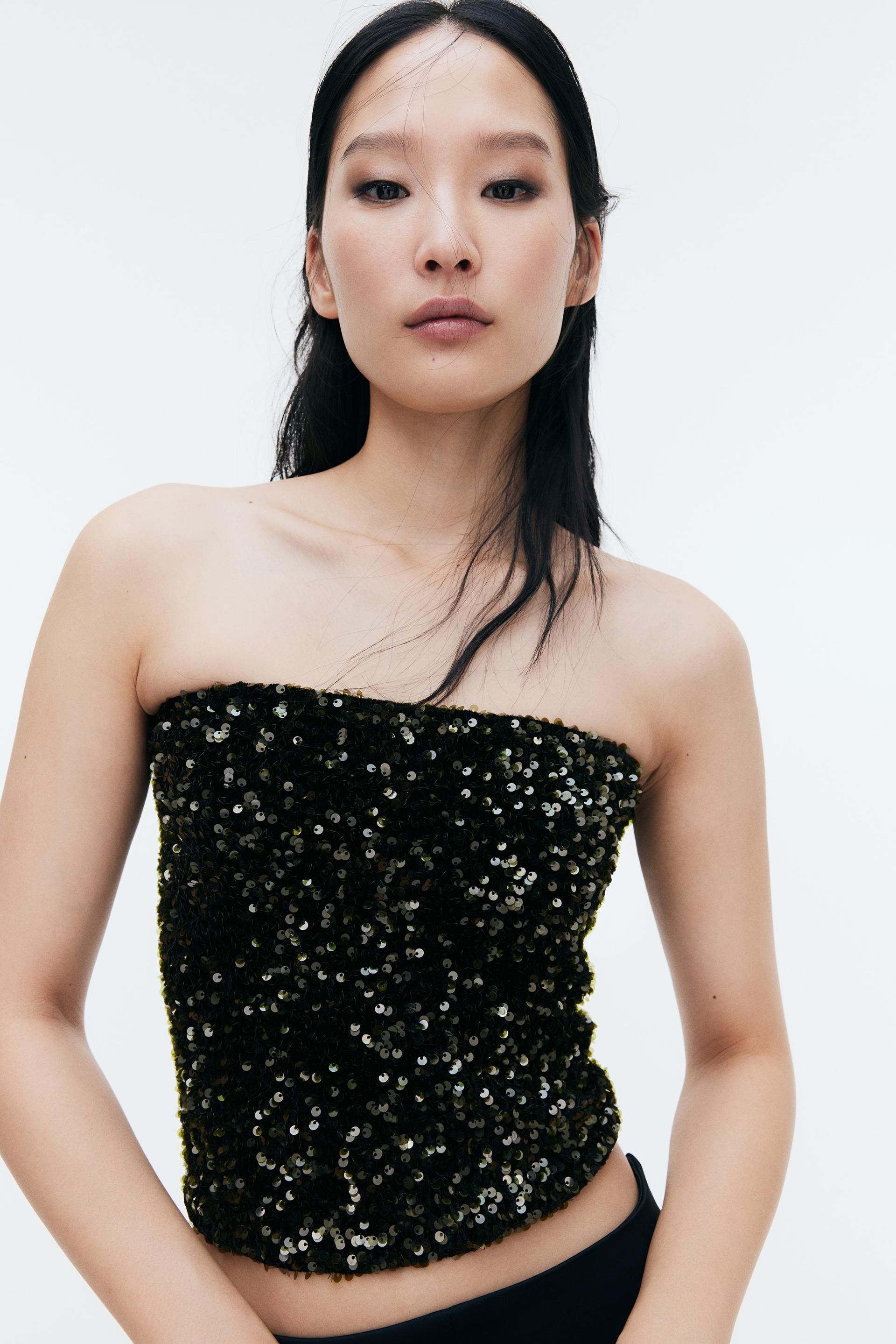 sequined bandeau top